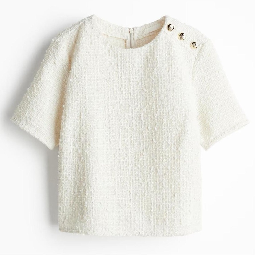 H&M Cream Tweed Crop - Size Large